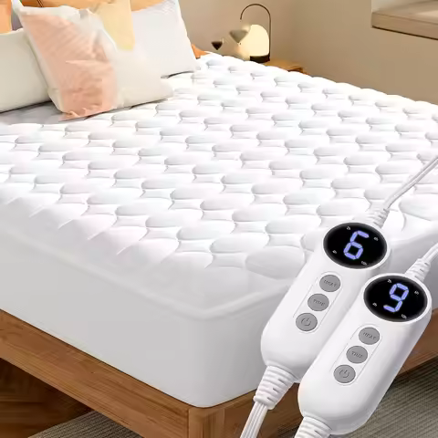 King Size Electric Heated Mattress Pad with Dual Control, 9 Heat Settings & Auto Shutoff, Deep Pocke