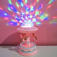 Romantic rotating projection lamp Carousel Music box Music carousel Home decoration Cake decoration 