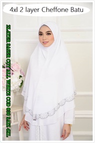 🔥4XL / XXXXL HIGH QUALITY🔥TUDUNG SARUNG LABUH HEAVY CHIFFON 2 LAYER KHIMAR BERDAGU AWNING SCUBA BATU
