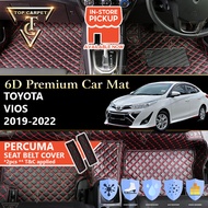 Top Carpet TOYOTA VIOS ( 2019 - 2022 ) 6D PU Leather Car Carpet VIP Car Mat Floor Mat Alas Kaki Karp