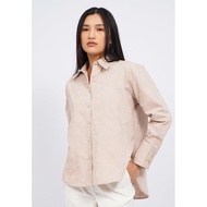Et Cetera Printed Embroidery Blouse Cream Long Sleeve Premium