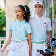 FILA GOLF 女滿版LOGO短袖POLO衫-粉綠 5POY-2012-LN