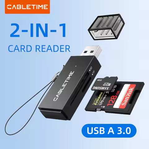 CABLETIME Card Reader 2-in-1 High Speed 5Gpbs USB3.0 to SD TF Card Reader for PC Laptop Accessories 