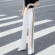 seluar track tracksuit woman tracksuit Women's Rainbow Stripe High-Waist Casual Sporty Pants - Summe