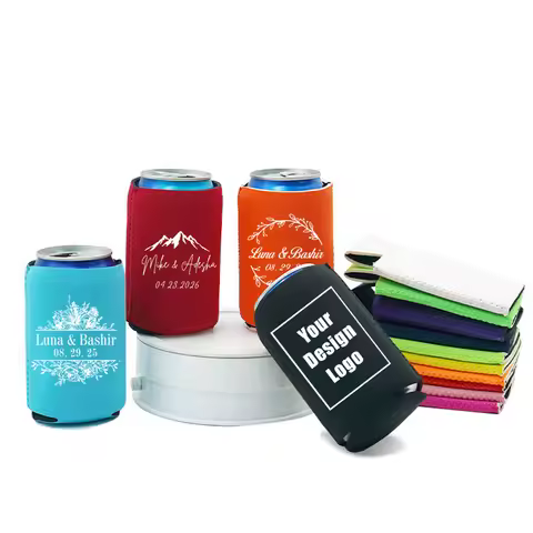 Custom Can Cooler Neoprene Can Cooler, Beer Can Cooler Personalized Can Cooler Sleeve for Wedding Dr