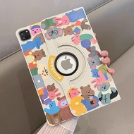 Fashion Sticker 360 Rotating Holder Leather Flip tablet Case For iPad Air 2 3 4 5 6 iPad Mini 4 5 6 