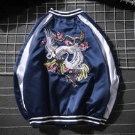 Japanese Retro Embroidered Jacket Men Women Trendy Student Baseball Uniform National Trendy Couple J