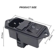3-PIN IEC C14 10A 250VAC AC Socket AC Inlet Power Socket Led Rocker Switch With Fuse