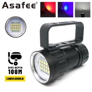 Asafee Powerful bright Diving Flashlight XHP90 LED Photography Video light  20000LM XM-L2 LED underw