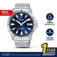 Jam Tangan Pria Alba AS9R97 Stainless Steel Silver Quartz Original