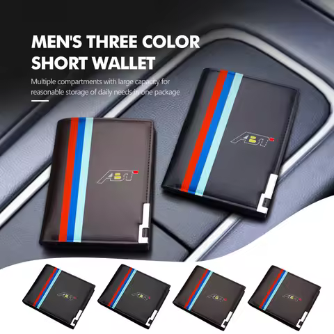 Men Short Bifold Wallet Leather Material Card Cash Holder Organizer For Audi ABT Q5 Q7 Q3 A3 A4 A6 A