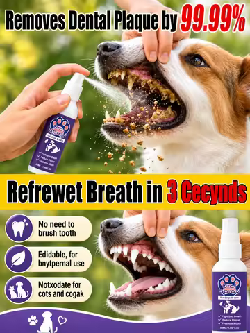 Instant Pet Breath Freshener Spray - Safe Daily Oral Care for Dogs & Cats, Helps Eliminate Bad Breat