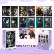 55pcs Mobile Game Delta Force Laser Holographic Lomo Cards Wuthering Waves Kai Silva Roy Smee Rover 
