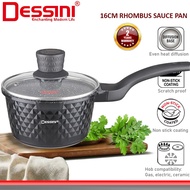 DESSINI ITALY 16CM Rhombus Sauce Pan Die Cast Aluminium Non Stick Milk Pot Frying Pan Casserole Bowl