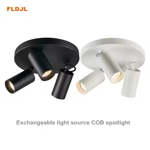 Dimmable creative three-head spotlight 7W/12W round led ceiling home living room surface mounted cob