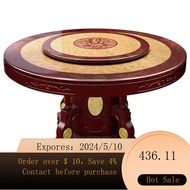 Marble Dining Tables and Chairs Set Solid Wood round Table Home with Turntable