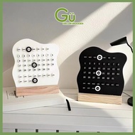 Decorative desk calendar, wooden base calendar, rotating date mark, study and work desk decoration
