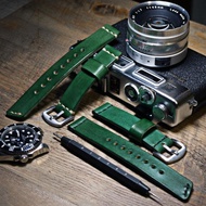 🇭🇰 包郵 🏃‍♂️ 雙面全牛皮錶帶 100%全幅牛皮 19mm 20mm 21mm 22mm 24mm British Green Leather Bands Straps : SEIKO PROS