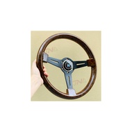 【Palm Wave】 14inch Classic Wood Pattern Racing Steering Wheel Abs Flat Spoke 350mm Steering Wheel