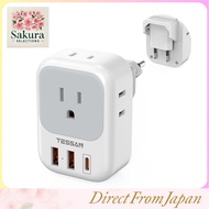 Universal Travel Adapter with USB Ports - TESSAN Type C Folding Plug for International Use