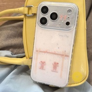 For iPhone 16 Pro Max Case TPU Bear Phone Case For iPhone 17 Pro Max 16 15 14 Cover 手机壳 Aesthetic Ko