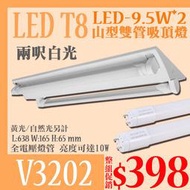 【阿倫燈具】(UV3202) LED-10W*2 山型日光燈具 LED-T8兩呎燈管 附白光燈管*2