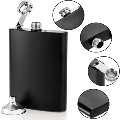 8 10 12 oz Stainless Steel Hip Flask with Funnel Pocket Hip Flask for Liquor Outdoor Wine Bottle Pot