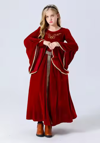 Red European 17th Century Clothes Enfant Costume Enfants Blue Medieval Renaissance Dresses For Carni