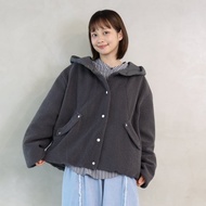 【Simply Yours】羊羔毛鋪棉連帽外套 灰F