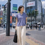KEMEJA Uniqlo Linen Blend Open Collar Short Sleeve Shirt Original