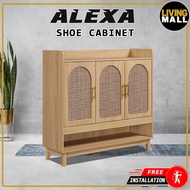 Living Mall Alexa Shoe Cabinet Rattan Design / 3 Door Shoe Cabinet / Shoe Storage Cabinet