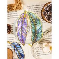 1pc Vintage Feather Shaped Metal Bookmark With Pendant, Ideal For Readers, Writers And Teachers - Pe