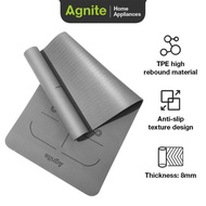 Agnite Yoga Mat / Dual Color Yoga Matt TPE Thickness 6 mm and 8 mm Body Positioning Line ER206 - Gre