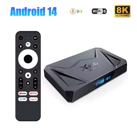 X96Q pro plus Android 14 Smart TV Box Media Player with Google Voice Remote 1000M WiFi6 4K 8K Allwin