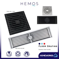 HEMOS BATHROOM FITTINGS STAINLESS STEEL SUS 304 LONG DRAIN FLOOR TRAP GRATING INDOOR OUTDOOR HM-117