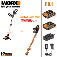 [ LIMITED SET OFFER RM988 ] WORX WG163E 20V Cordless Grass Trimmer + WG260E 20V Cordless Hedge Trimm