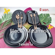 Melamine Plate Black Set Of 6 Size 6 7 8 9 Inches