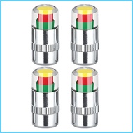 Tire Pressure Caps 4 Pieces 2.4bar 36psi 3-Color Easy To Read Monitor Valve Stem Caps for Automotive