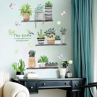 Wall Sticker Minimalist Cactus Pot Flower Jungle Simple Airbnb Homestay Agoda Booking Booking.com St