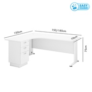 MUSE Design HELLY 150-180cm L Shaped With Pedestal Melamine Executive Table