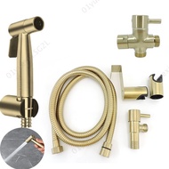Gold Toilet spray bidet sprinklers Muslim Sprayer shower head Hook holder Water hose T valve Douche Handheld WC Bathroom  SG2L
