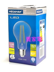 曼佳美 - 黃光 11W = 100W LED Filament A70 E27 2700k 1521lm LED燈泡 LG224011-CSv00 Megaman 曼佳美 LG224011