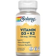 SOLARAY Vitamin D3 K2 Capsules, 60 VegCaps
