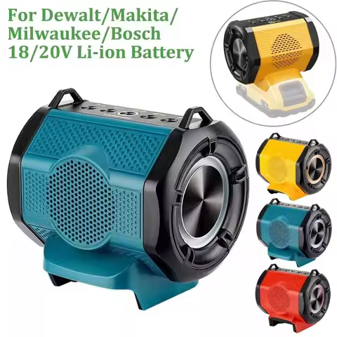 Bluetooth Speaker For Milwaukee/Makita/Dewalt/Bosch 18V 20V Battery With USB Type-C Port Charge Play