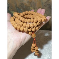 Gegegems Creation rare large size 12.5mm 9-Mukhi (Faces) abacus shape small species Rudraksha 108 mala beads/necklace