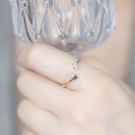 藍托帕石925純銀星星戒指 可調式戒指