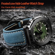 Farm Oak Modified For GA-2100 GM2100 GM-110 GA110 DW5600 Series Frosted Cow Hide Leather Watch Strap Men