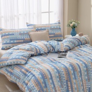 雙人/冬月羽絨被/好收納、可機洗、免被套、超保暖-花舞藍