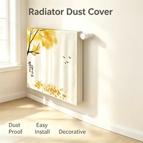 55-210cm Elastic All Inclusive Radiator Dust Cover, Chinese Print Heater Protector, Washable Reusabl