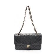 CHANEL CC Matelasse W 翻蓋單肩包 A01112 羊羔皮 黑色 二手 女式